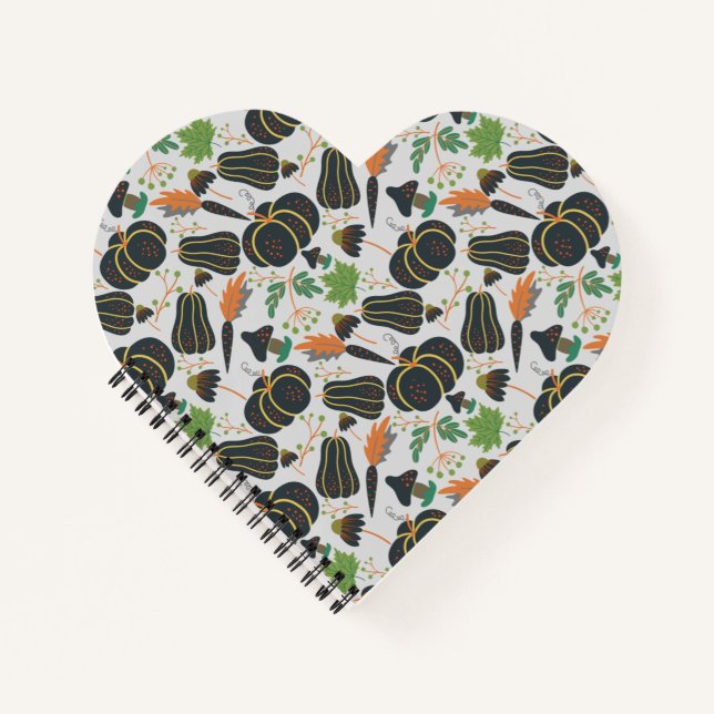Pumpkin seamless pattern carrot black and white notebook (Front)