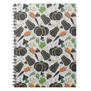 Pumpkin seamless pattern carrot black and white notebook