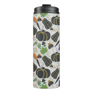 Pumpkin seamless pattern carrot black and white thermal tumbler