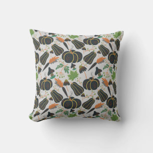 Pumpkin seamless pattern carrot black and white throw pillow