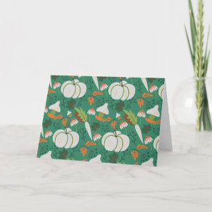 Pumpkin seamless pattern carrots and mushrooms card