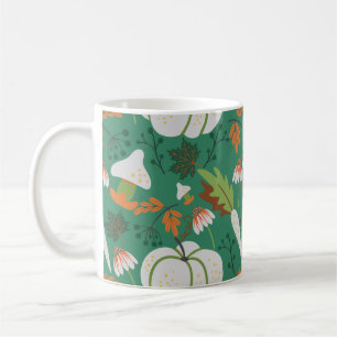 Pumpkin seamless pattern carrots and mushrooms coffee mug