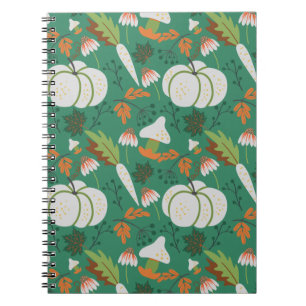Pumpkin seamless pattern carrots and mushrooms notebook