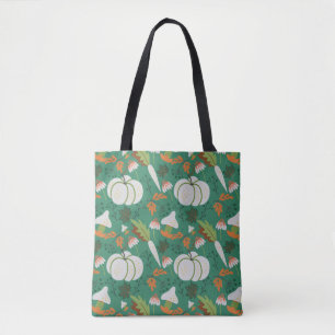 Pumpkin seamless pattern carrots and mushrooms tote bag