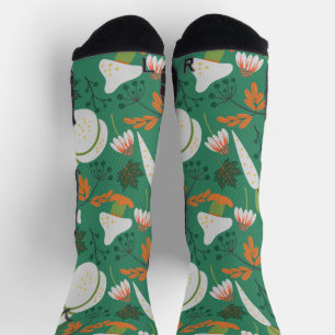 Pumpkin seamless pattern carrots and mushrooms wra socks
