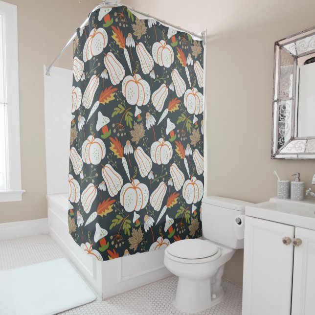 Pumpkin seamless pattern floral black and white (In Situ)