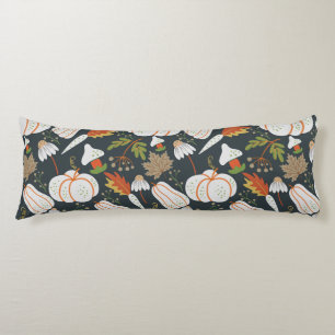 Pumpkin seamless pattern floral black and white body pillow