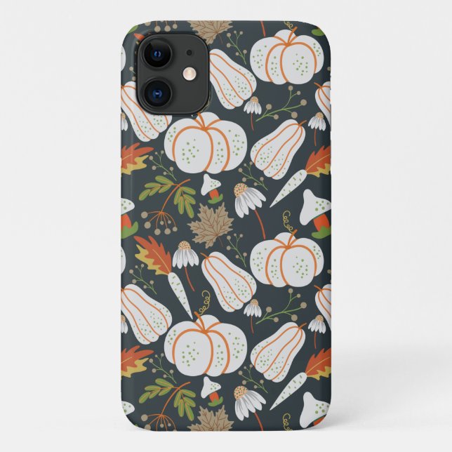 Pumpkin seamless pattern floral black and white Case-Mate iPhone case (Back)
