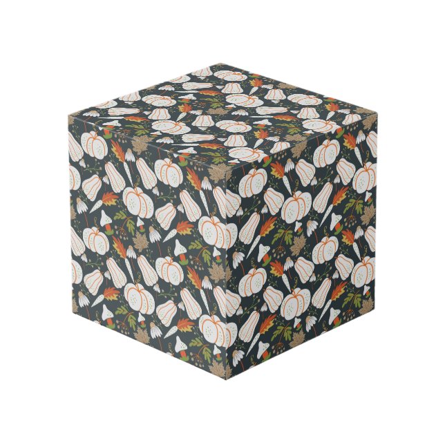 Pumpkin seamless pattern floral black and white cube (Front Angled)