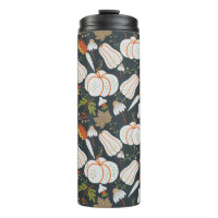 Pumpkin seamless pattern floral black and white