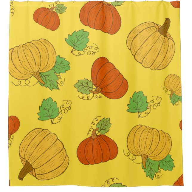 Pumpkin seamless pattern. Hand drawn doodle brushe (Front)