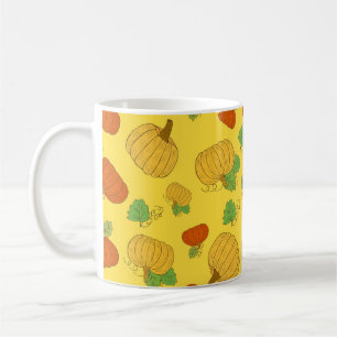 Pumpkin seamless pattern. Hand drawn doodle brushe Coffee Mug