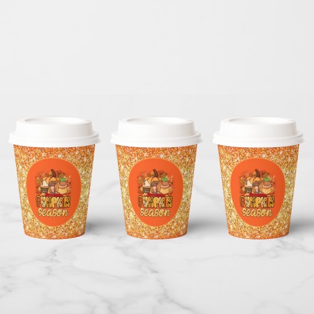 Pumpkin Season Autumn Customize Colour Paper Cups (Multi)