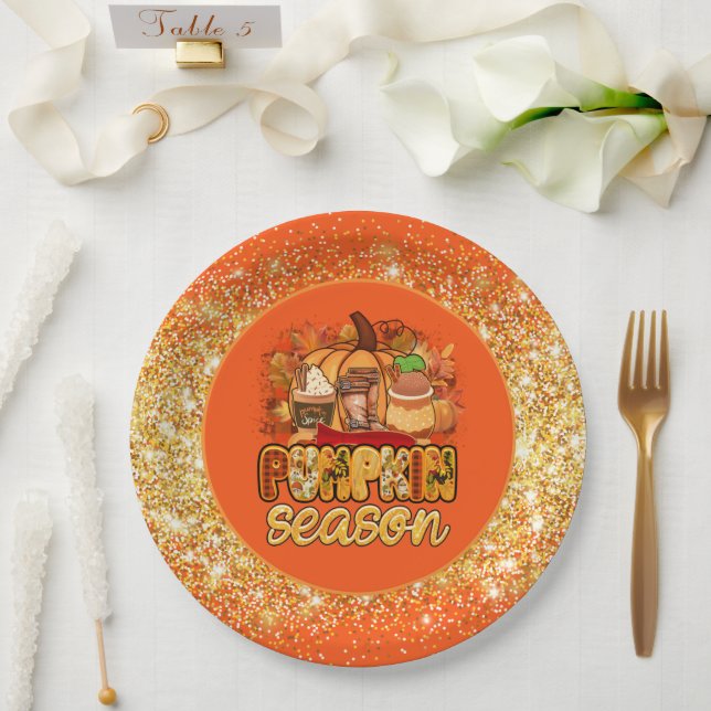 Pumpkin Season Autumn Customize Colour Paper Plate (Wedding)