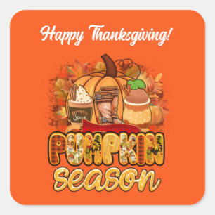 Pumpkin Season Autumn Customize Square Sticker