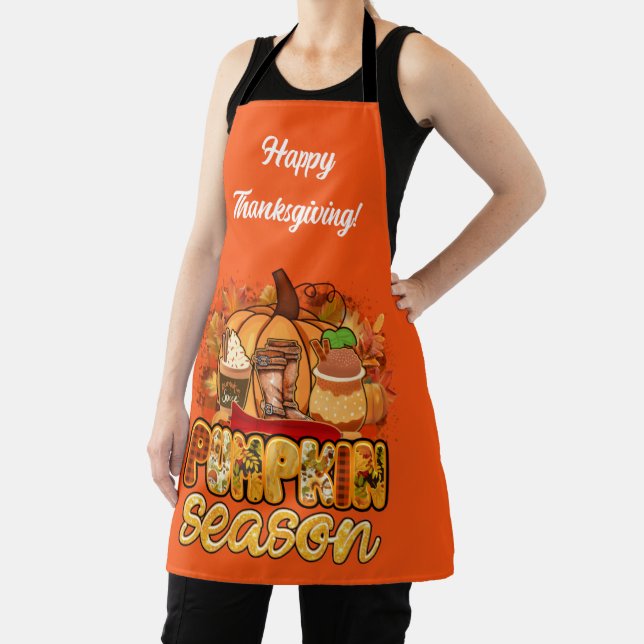 Pumpkin Season Autumn Customize Text and Colour Apron (Insitu)