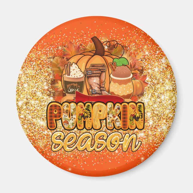 Pumpkin Season Autumn Customize Text and Colour Magnet (Front)