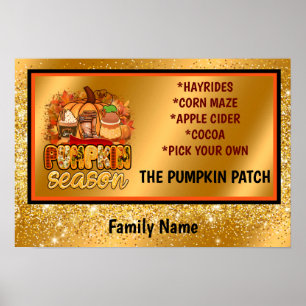 Pumpkin Season Autumn Customize Text and Colour Poster
