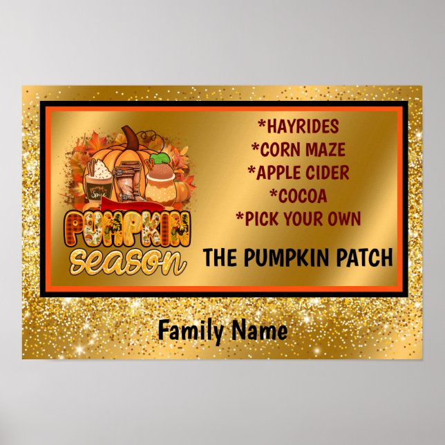 Pumpkin Season Autumn Customize Text and Colour Poster (Front)