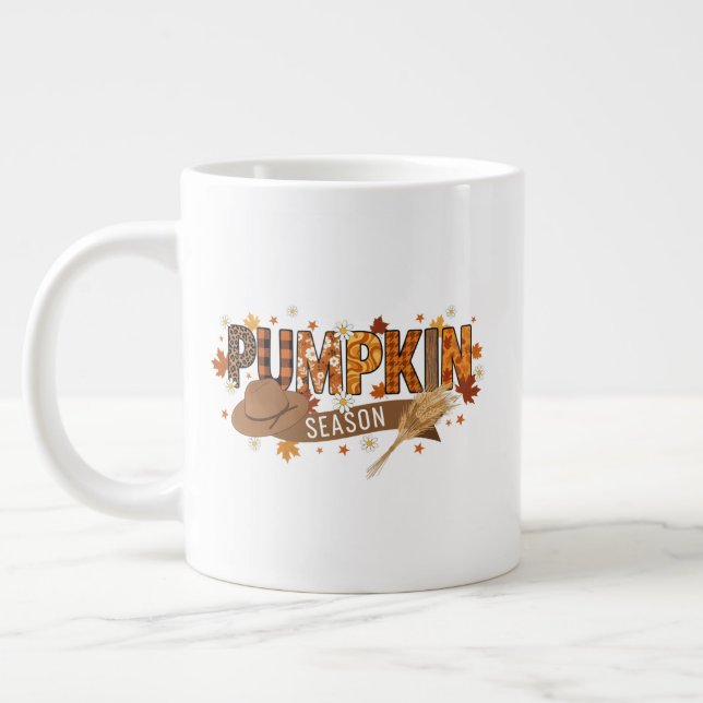 Pumpkin season autumn mug, cozy fall aesthetic large coffee mug (Left)