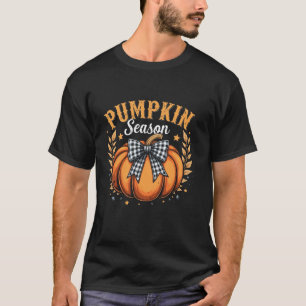 Pumpkin Season Bow Coquette Autumn Fall Harvest Fe T-Shirt