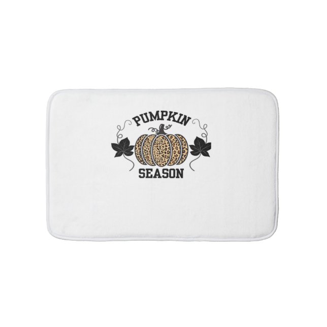 Pumpkin Season  Cheetah Print Pumpkin Fall Design  Bath Mat (Front)
