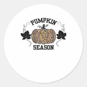 Pumpkin Season Cheetah Print Pumpkin Fall Design Classic Round Sticker