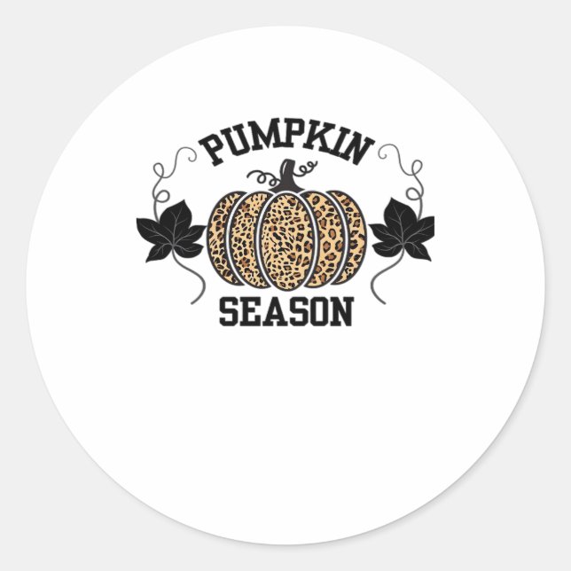Pumpkin Season  Cheetah Print Pumpkin Fall Design  Classic Round Sticker (Front)