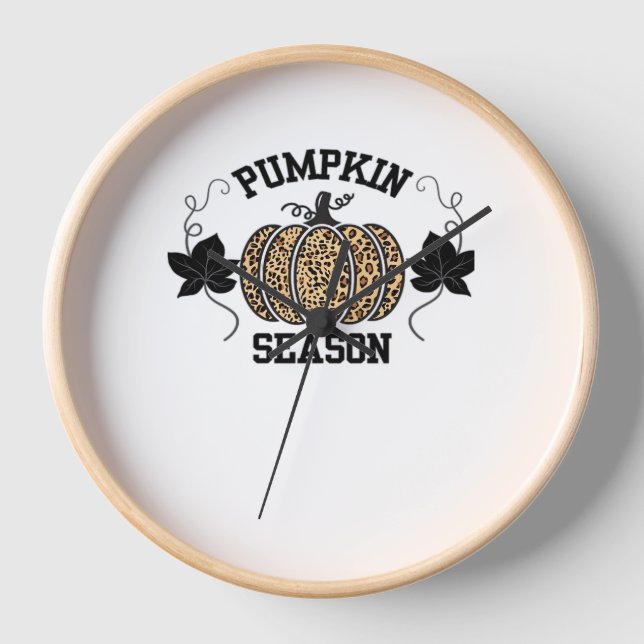 Pumpkin Season  Cheetah Print Pumpkin Fall Design  Clock (Front)