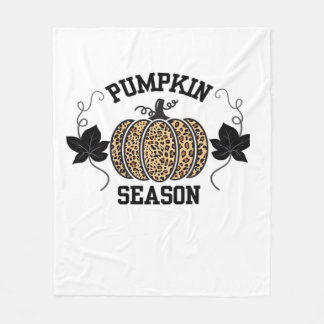 Pumpkin Season  Cheetah Print Pumpkin Fall Design  Fleece Blanket