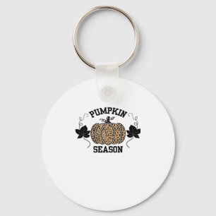 Pumpkin Season  Cheetah Print Pumpkin Fall Design  Keychain