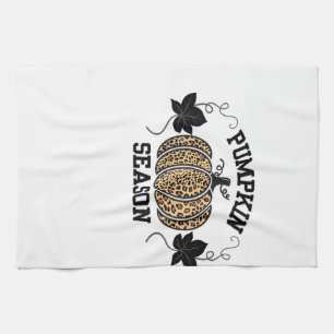 Pumpkin Season  Cheetah Print Pumpkin Fall Design  Kitchen Towel
