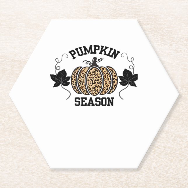 Pumpkin Season  Cheetah Print Pumpkin Fall Design  Paper Coaster (Front)