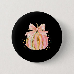 Pumpkin Season Coquette Bow Thanksgiving Autumn 2 Inch Round Button