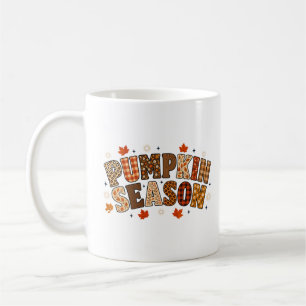 Pumpkin Season Fall Autumn Floral Plaid Typography Coffee Mug