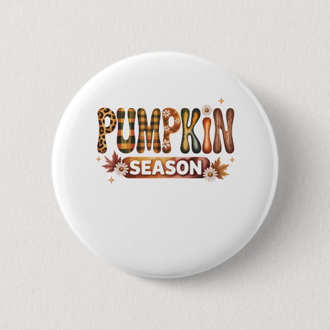Pumpkin Season Fall Boho 2 Inch Round Button (Front)