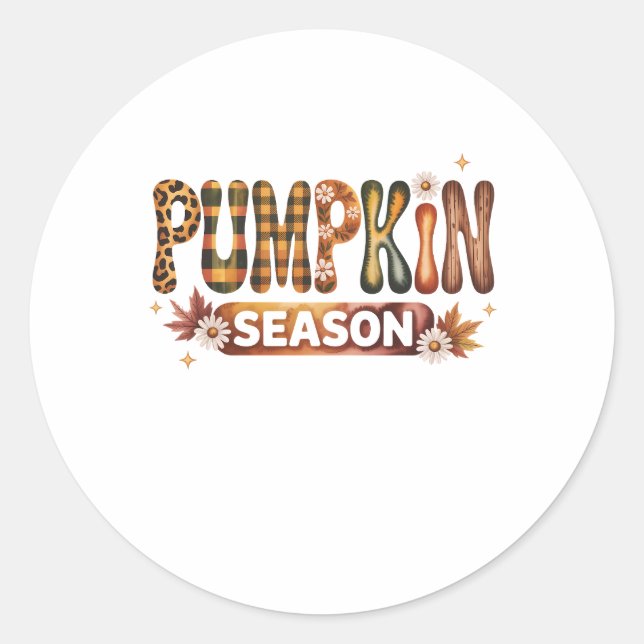 Pumpkin Season Fall Boho Classic Round Sticker (Front)