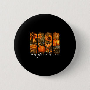 Pumpkin Season Fall Leasves Coquette Bow Thanksgiv 2 Inch Round Button