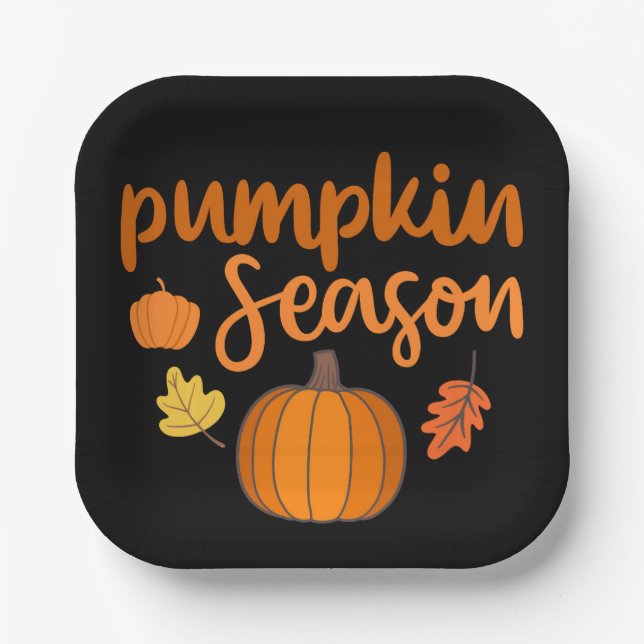  Pumpkin Season Fall Paper Plate (Front)