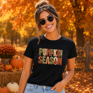 Pumpkin Season Faux Knit Letters Womens T-Shirt