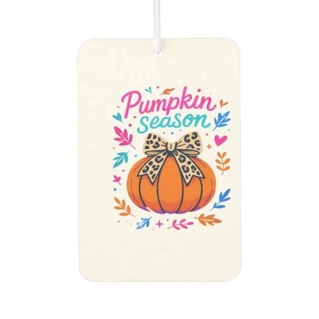 Pumpkin Season Leopard Bow Design � Cute Fall Aest Air Freshener (Front)