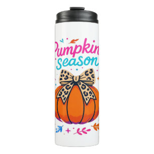 Pumpkin Season Leopard Bow Design – Cute Fall Aest Thermal Tumbler