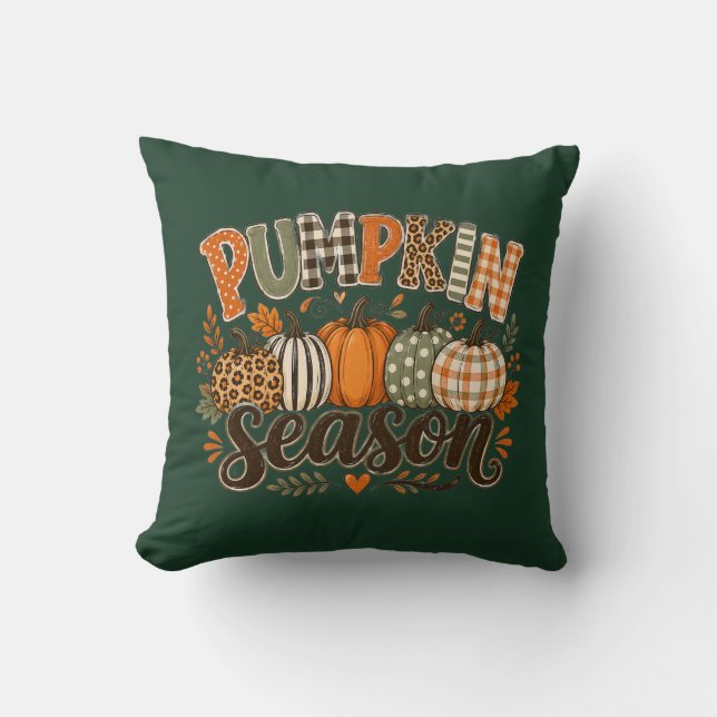 Pumpkin Season Long Sleeve Throw Pillow (Front)