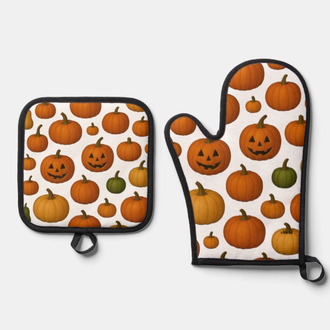 Pumpkin Season oven mitt set (Front)