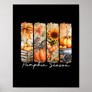 Pumpkin Season Sunflower Thanksgiving Autumn Fall Poster