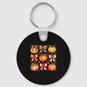 Pumpkin Season Thanksgiving Coquette Bow Autumn Fa Keychain