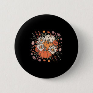 Pumpkin Season Wildflower Thanksgiving Autumn Fall 2 Inch Round Button