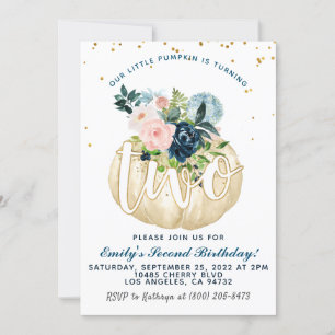 Pumpkin Second Birthday Invitation
