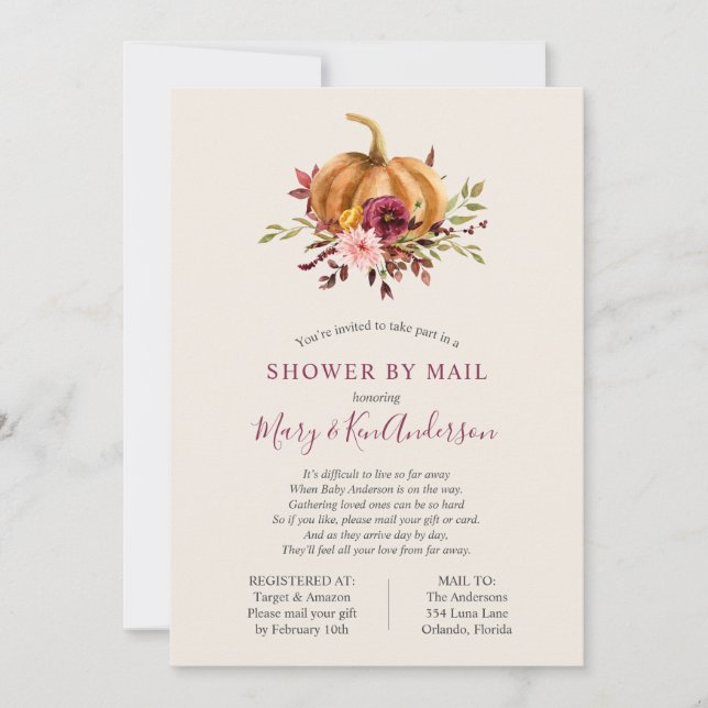 Pumpkin Shower by Mail Invitation (Front)