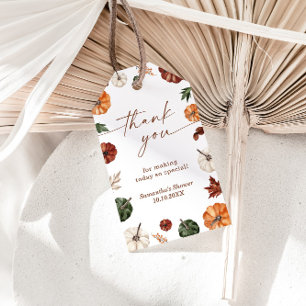 Pumpkin Shower Favour Tag, Fall Neutral Baby Showe Gift Tags